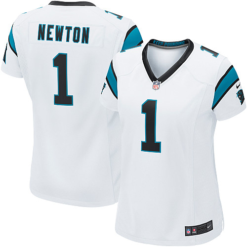 Women's Game Cam Newton Nike Jersey White Road - #1 NFL Carolina Panthers